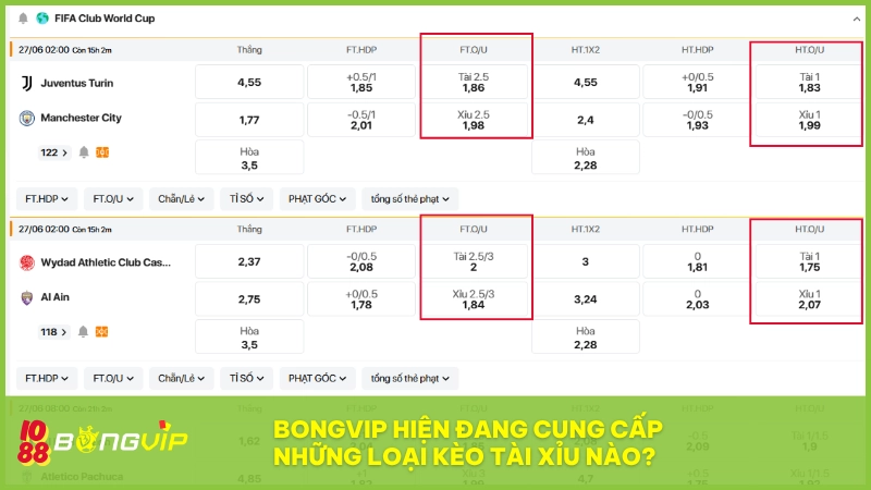 Kèo tài xỉu BONGVIP - Lựa chọn cược chuẩn số bàn thắng 7 BONGVIP cung cấp đa dạng kèo tài xỉu với nhiều mức cược hấp dẫn