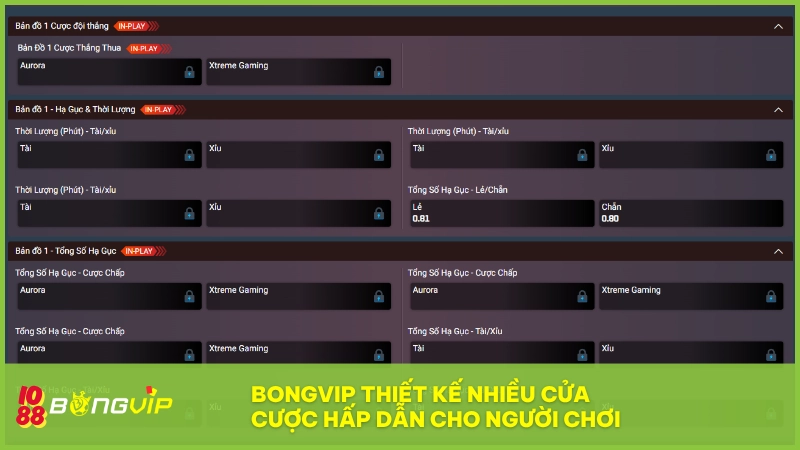 BONGVIP thiết kế nhiều cửa cược hấp dẫn cho người chơi