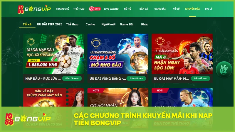 Ưu đãi hấp dẫn luôn sẵn sàng dành cho người chơi khi nạp đủ điều kiện