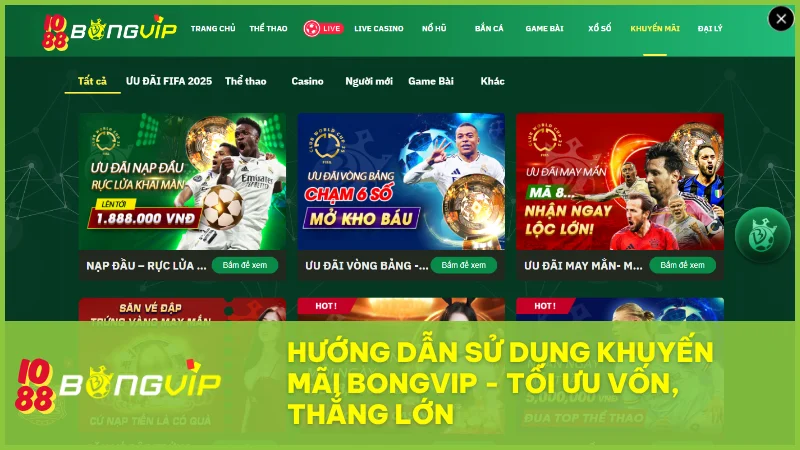 Khuyến mãi BongVip là công cụ mạnh mẽ giúp bạn gia tăng lợi nhuận nếu biết cách sử dụng thông minh