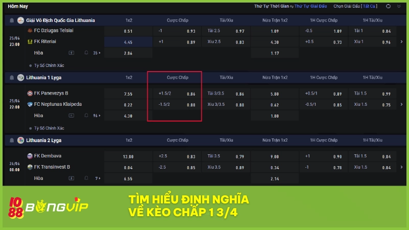 Kèo chấp 1 3/4 - Kiến thức hữu ích cho newbie tại BONGVIP 2 Kèo 1 3/4 là dạng châu Á thể hiện sự chênh lệch rõ giữa hai đội