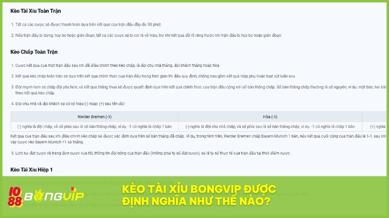 Kèo tài xỉu BONGVIP - Lựa chọn cược chuẩn số bàn thắng 5 Kèo tài xỉu cược dựa vào tổng số bàn thắng trong trận