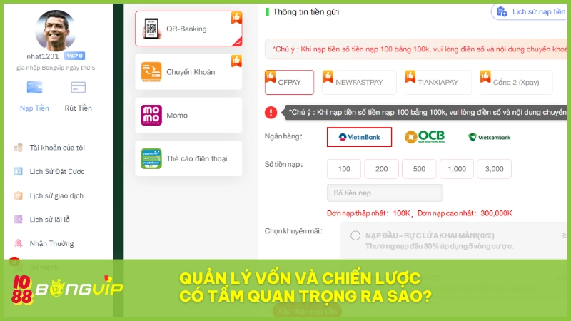 Quản lý vốn và chiến lược giúp tối đa hóa lợi nhuận cược tại BONGVIP