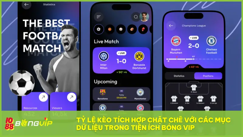 Tỷ Lệ Kèo tích hợp chặt chẽ với các mục dữ liệu trong Tiện ích Bóng Vip